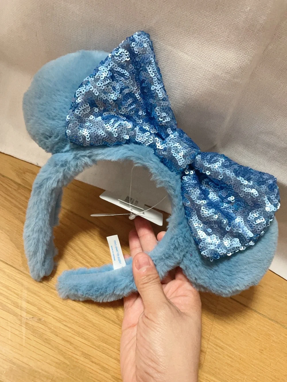Plush Blue Sequin Bow Ear Headband - Women's Accessory
